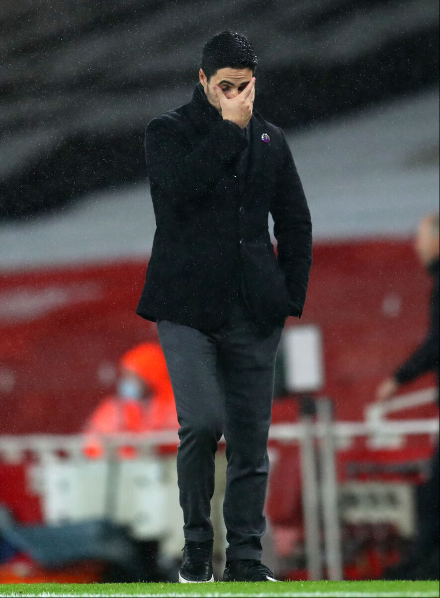 Arsenal manager Mikel Arteta shows his frustration on the touchline during the Premier League match at Emirates Stadium against Burnley.  Picture: Catherine Ivill/PA Wire. 
