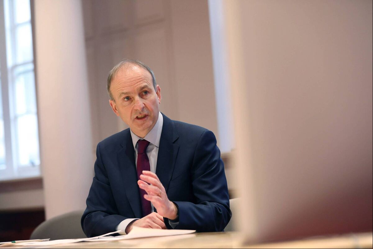 Publication of the Mother and Baby Homes Commission Report An Taoiseach, Micheál Martin, T.D with Minister for Children, Equality, Disability, Integration and Youth, Roderic O'Gorman T.D and Minister of State at the Department of Children, Equality, Disability, Integration and Youth with responsibility for Disability, Anne Rabbitte T.D hold a live video link with survivors and stakeholders at Government Buildings ahead of the press briefing. Pic: Julien Behal