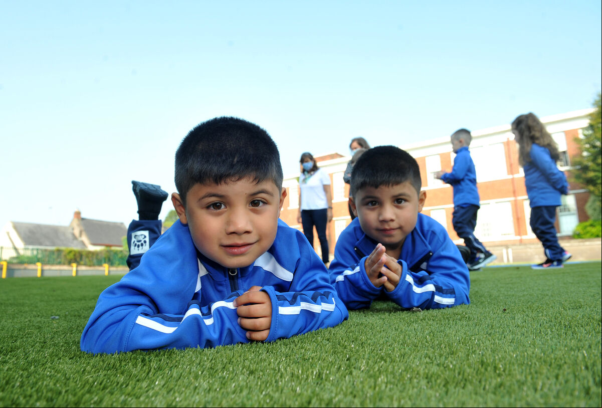 Twin brothers Oisin and Kylan Forde at Scoil Mhuire Fatima North Monastery Primary School, Cork. It is the first time since the school was established in 1811 that girls have attended the primary school. Twin brothers Oisin and Kylan Forde at Scoil Mhuire Fatima North Monastery Primary School, Cork. It is the first time since the school was established in 1811 that girls have attended the primary school.