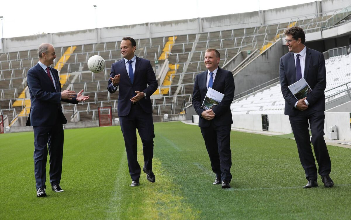 National Development Plan 2021-2030 launched at Páirc Uí Chaoimh, Cork by An Taoiseach - Micheál Martin, TD ,An Tánaiste and Minister for Enterprise, Trade and Employment - Leo Varadkar, TD,Minister for Environment, Climate, Communications & Transport - Eamon Ryan, TD and Minister for Public Expenditure and Reform – Michael McGrath, TD National Development Plan 2021-2030 launched at Páirc Uí Chaoimh, Cork by An Taoiseach - Micheál Martin, TD ,An Tánaiste and Minister for Enterprise, Trade and Employment - Leo Varadkar, TD,Minister for Environment, Climate, Communications & Transport - Eamon Ryan, TD and Minister for Public Expenditure and Reform – Michael McGrath, TD