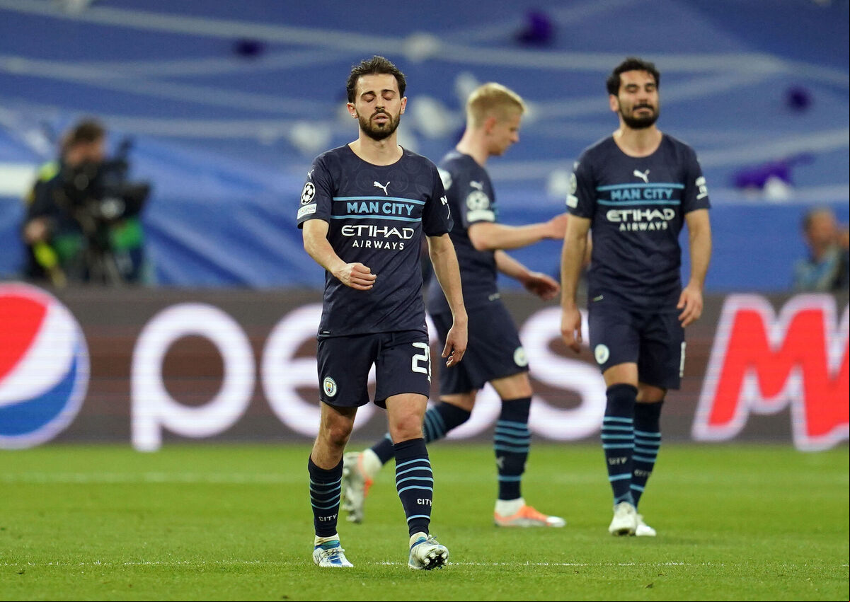 Manchester City's Bernardo Silva stands dejected during the UEFA Champions League semi-final, second leg match at the Santiago Bernabeu, Madrid. Picture: Nick Potts/PA Wire. Manchester City's Bernardo Silva stands dejected during the UEFA Champions League semi-final, second leg match at the Santiago Bernabeu, Madrid. Picture: Nick Potts/PA Wire.