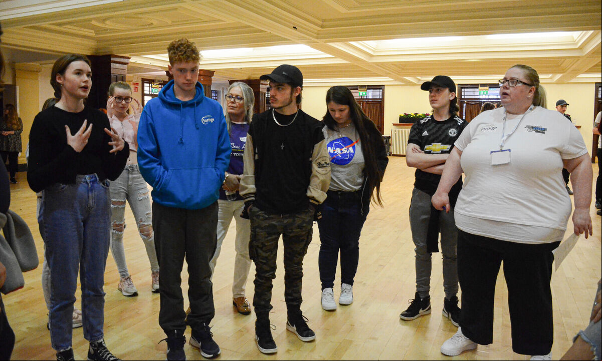 Louisa Ward of NorthSouth Youth Forum, right, listens to the opinions of young people during the recent Foroige 'Have Your Say' Forum in the City Hall in Cork. Picture: Howard Crowdy Louisa Ward of NorthSouth Youth Forum, right, listens to the opinions of young people during the recent Foroige 'Have Your Say' Forum in the City Hall in Cork. Picture: Howard Crowdy