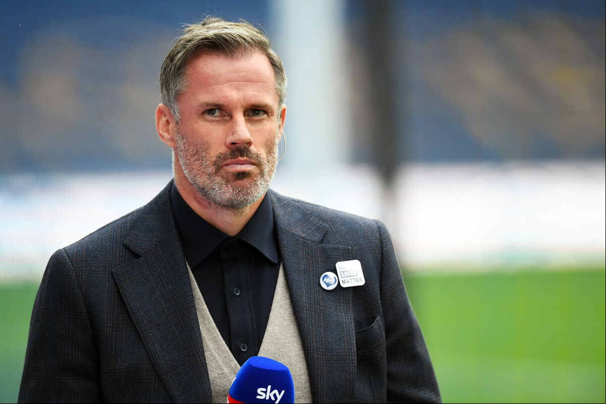 Sky Sports pundit and former Liverpool star Jamie Carragher during the Premier League match at Goodison Park, Liverpool.