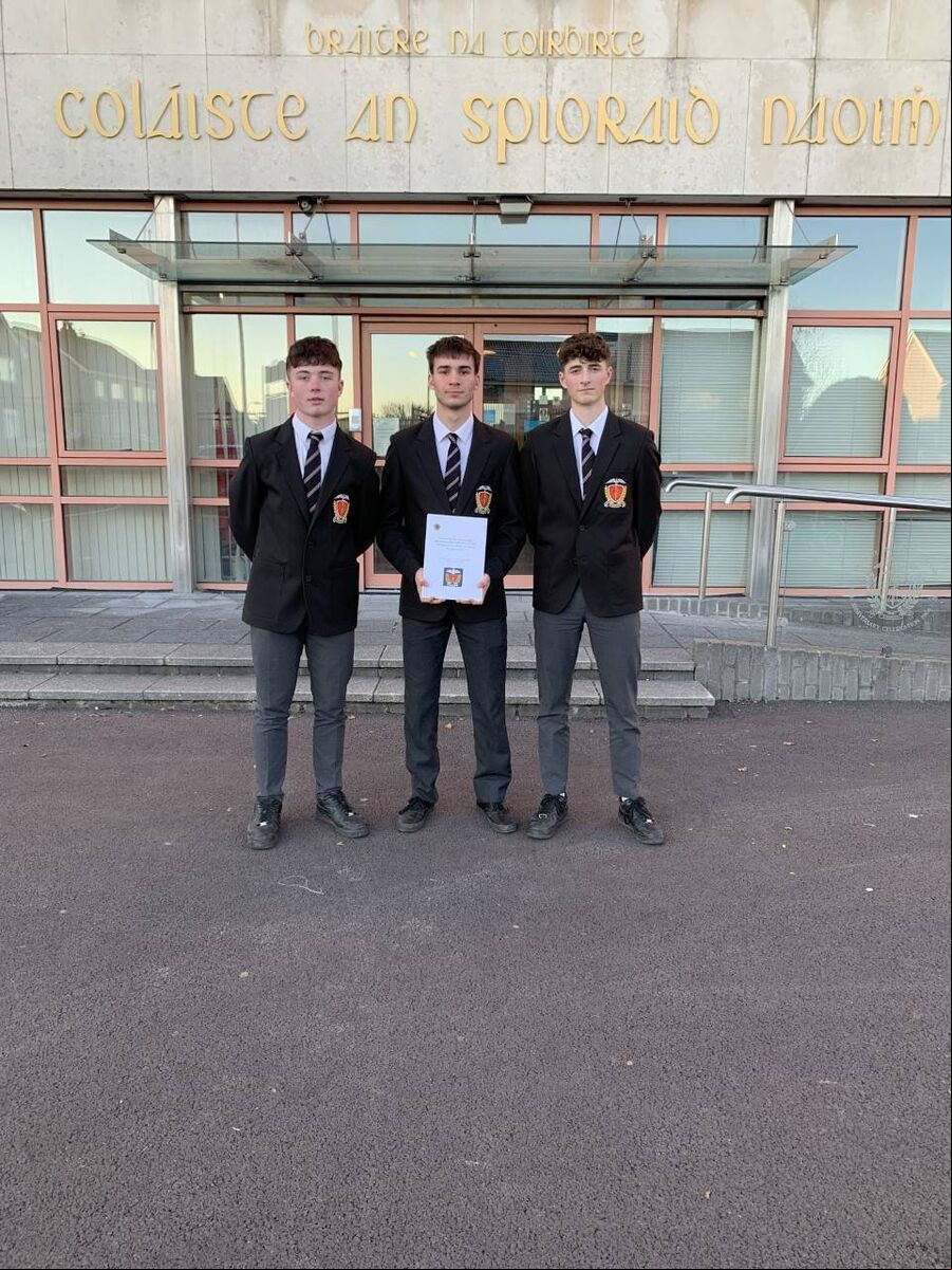 Donal Bird, Jack Brady and Daniel Castles from Colaiste an Spioraid Naoimhe. Donal Bird, Jack Brady and Daniel Castles from Colaiste an Spioraid Naoimhe.