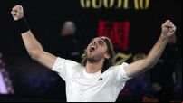 Stefanos Tsitsipas holds off Jannik Sinner fightback to make last eight