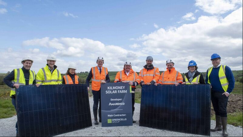Minister Coveney turns sod on a solar farm near Carrigaline
