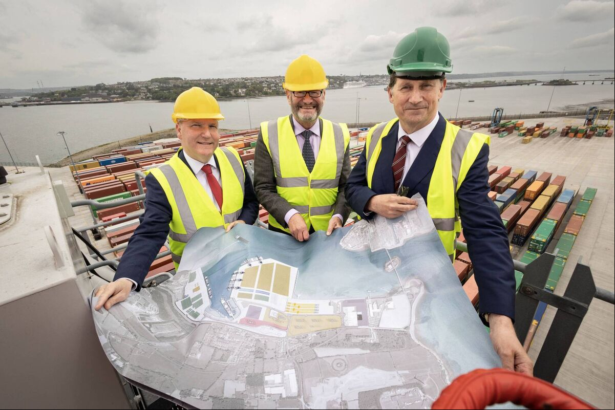 Minister Ryan was in Cork on Friday to launch the Port of Cork Company masterplan. Pictured here with Minister for Finance Michael McGrath, Eoin McGettigan, and Chief Executive Officer, Port of Cork Company.