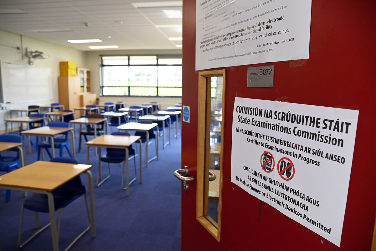 An exam centre in Ballincollig Community School, Cork, ready for the state examinations. An exam centre in Ballincollig Community School, Cork, ready for the state examinations.