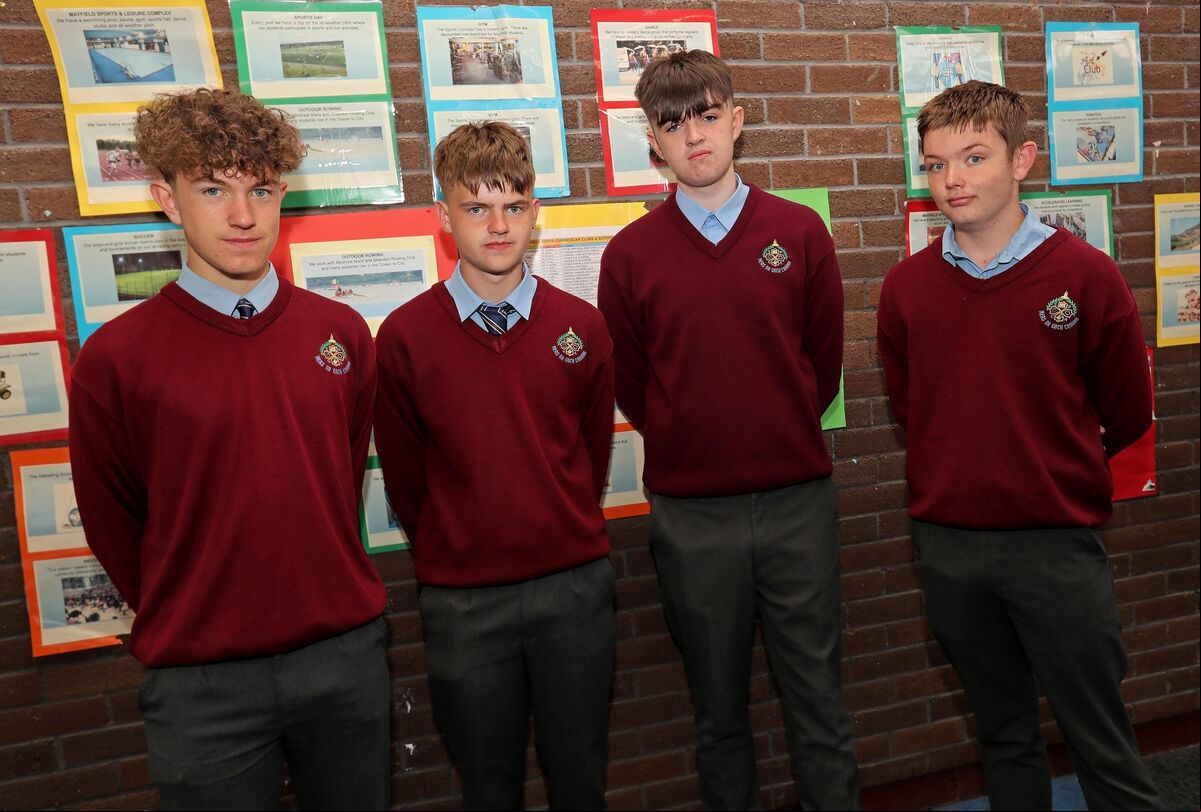 Junior Cycle students, Ryan Harrington, Evan Duggan, Robert Busteed and Aaron Gahan at Mayfield Community School, Mayfield, Cork. Junior Cycle students, Ryan Harrington, Evan Duggan, Robert Busteed and Aaron Gahan at Mayfield Community School, Mayfield, Cork.