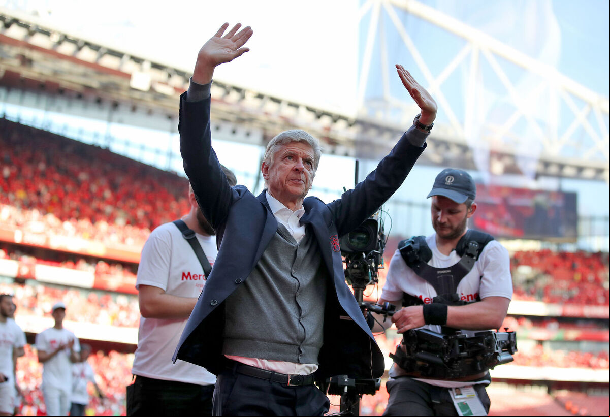 Arsenal manager Arsene Wenger salutes the fans after his final home game as manager in 2018. Picture: Nick Potts/PA Wire Arsenal manager Arsene Wenger salutes the fans after his final home game as manager in 2018. Picture: Nick Potts/PA Wire