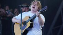Glastonbury’s Pyramid stage crowd carries Lewis Capaldi through voice issues