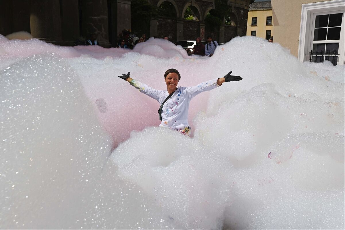 German artist Stephanie Luning in the Island of Foam on John Redmond St.