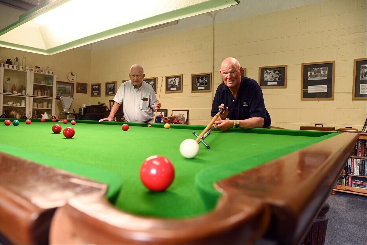 Noel Scanlon (left) and Pat Byrne playing a game of snooker in Carrigaline Men's Shed. Picture Denis Minihane. Noel Scanlon (left) and Pat Byrne playing a game of snooker in Carrigaline Men's Shed. Picture Denis Minihane.