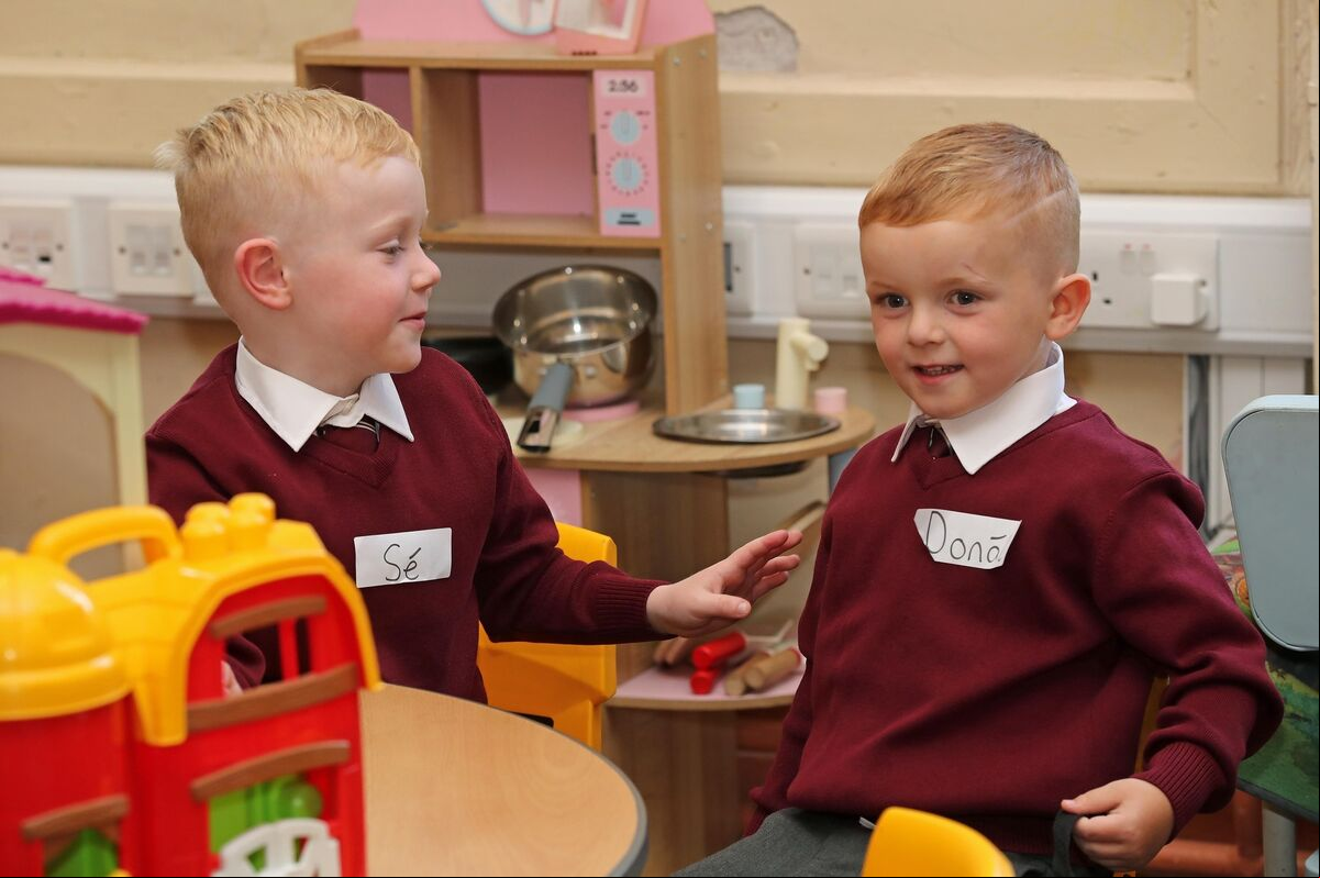Sè and Donàl, Junior Infants. Picture: Jim Coughlan. Sè and Donàl, Junior Infants. Picture: Jim Coughlan.