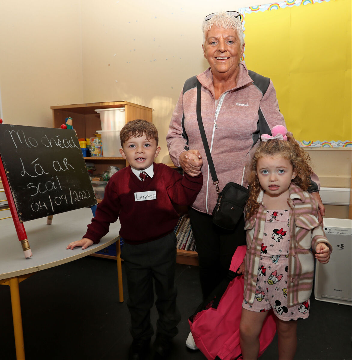 Lennon Carroll, Junior Infants with Agnes Nolan and Harper Carroll. Picture: Jim Coughlan. Lennon Carroll, Junior Infants with Agnes Nolan and Harper Carroll. Picture: Jim Coughlan.