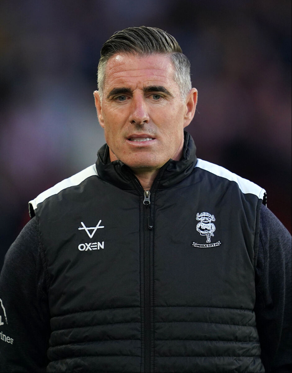 Lincoln City manager Mark Kennedy during the Carabao Cup second round match at Bramall Lane, Sheffield, in August. Picture: David Davies/PA Wire Lincoln City manager Mark Kennedy during the Carabao Cup second round match at Bramall Lane, Sheffield, in August. Picture: David Davies/PA Wire