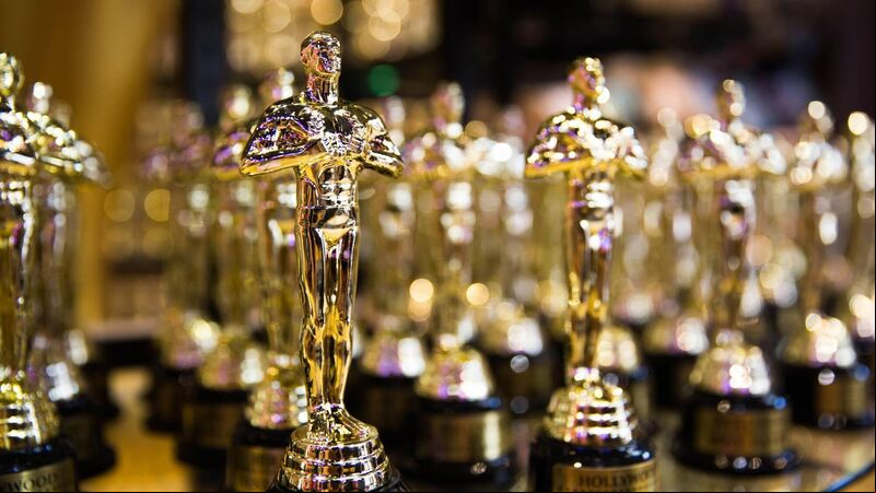 Hollywood, CA/ USA - July 26, 2018: Oscar golden award in a souvenir store on Hollywood Boulevard. Success and victory concept