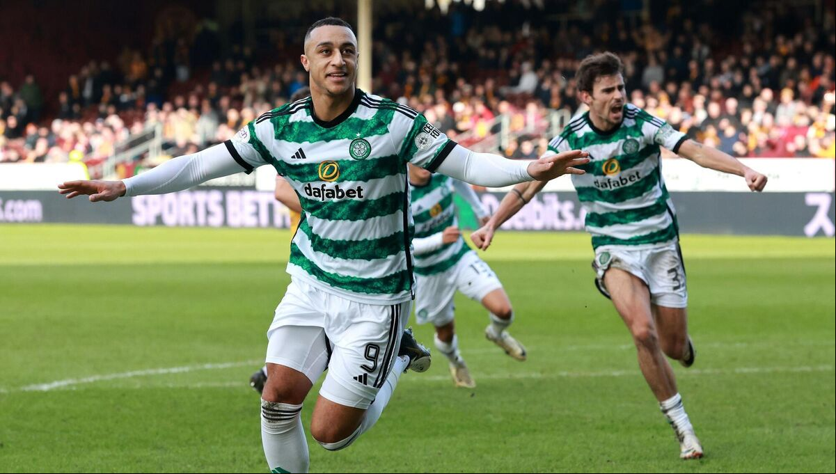 Celtic's Adam Idah celebrates scoring the side's second goal of the game during the  Premiership match at Fir Park Stadium, Motherwell. Picture: Steve Welsh/PA Wire