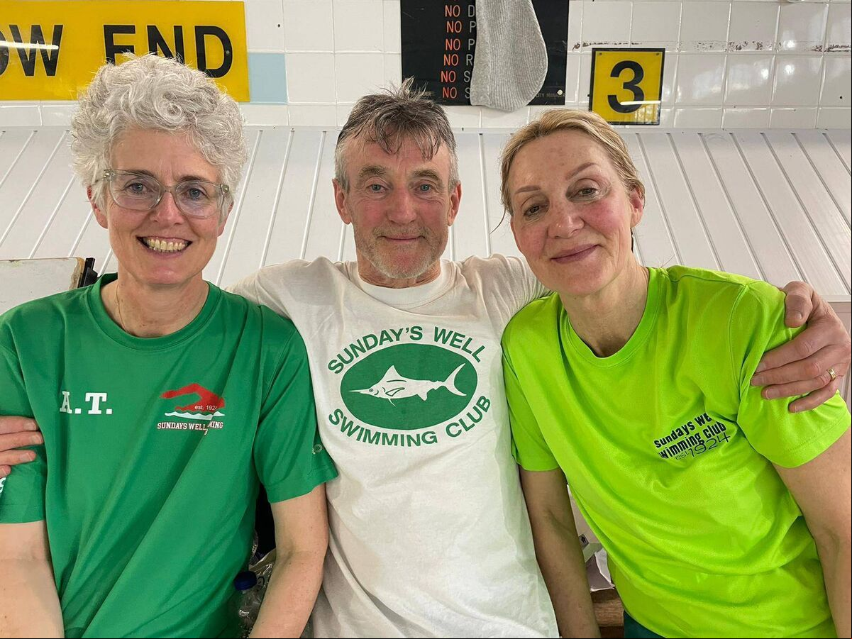 Cork Swimming: Gala organiser Ann Toebes with Tommy and Gill Lee at the SWSC Centenary Masters Gala at Douglas Pool. Picture: Anne Marie Nolan Cork Swimming: Gala organiser Ann Toebes with Tommy and Gill Lee at the SWSC Centenary Masters Gala at Douglas Pool. Picture: Anne Marie Nolan
