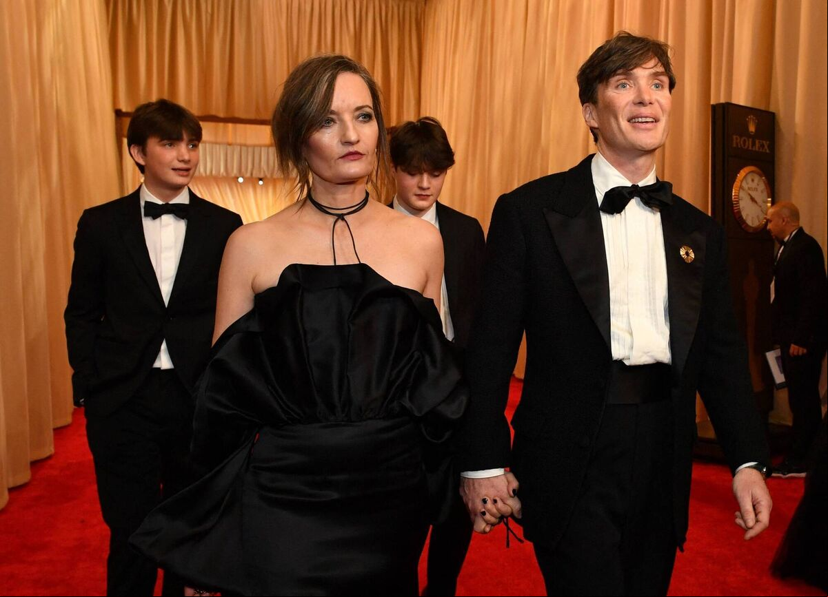 Cork actor Cillian Murphy arrives at the 96th annual Academy Awards at the Dolby Theatre in Hollywood, California, with his wife Yvonne McGuinness and his sons Malachy and Aran.