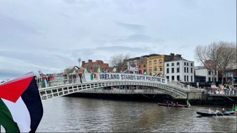 Protest against Irish politicians’ participation in US St Patrick’s Day ceremony Protest against Irish politicians’ participation in US St Patrick’s Day ceremony