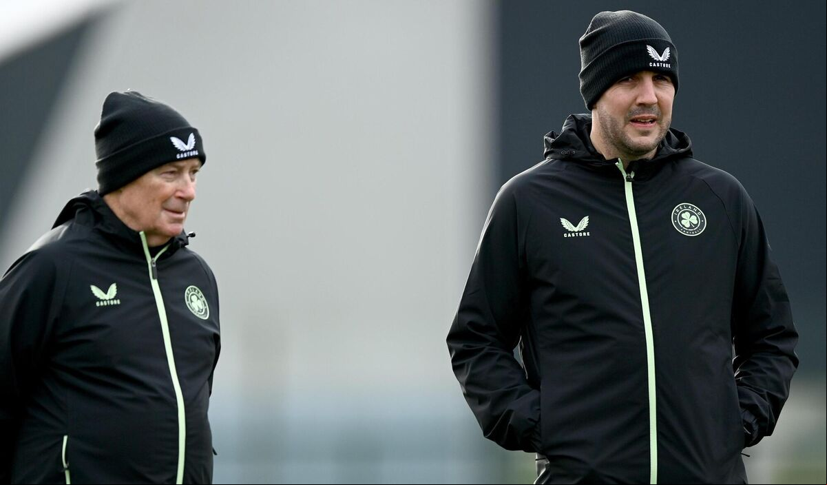 Manager John O'Shea, right, and technical advisor Brian Kerr during a Republic of Ireland training session at the FAI National Training Centre in Abbotstown, Dublin. Picture: Stephen McCarthy/Sportsfile Manager John O'Shea, right, and technical advisor Brian Kerr during a Republic of Ireland training session at the FAI National Training Centre in Abbotstown, Dublin. Picture: Stephen McCarthy/Sportsfile