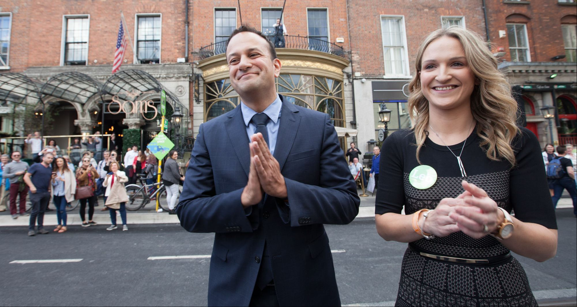 Leo Varadkar arrives with Helen McEntee at the Mansion House in Dublin where a few minutes later he was declared the next leader of Fine Gael at the Mansion House in Dublin. June, 2017.