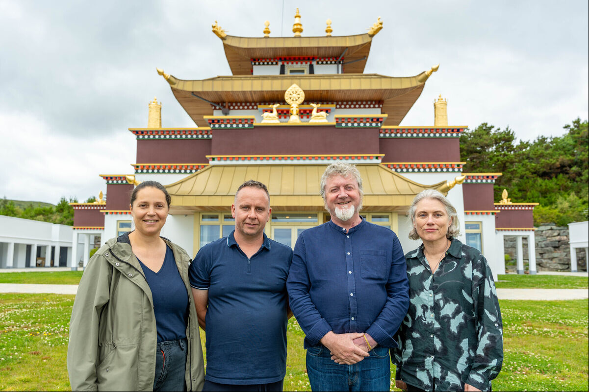 Dzogchen Beara Directors, Kathryn O'Flaherty, Leon Rossiter, Malcolm MacClancy and Anne Sheehan during the opening weekend of the first retreat to be held at the new Temple. Picture; Noel Sweeney