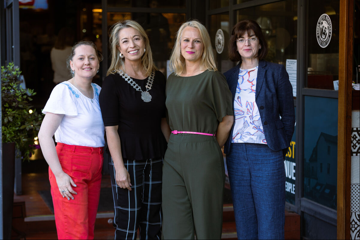 Vice President of Network Cork Cathy Fitzgibbon, President of Network Cork Susana Marambio, Cathy Agnes Stawosz, The Hideout Café and Art Gallery and Dr Siobhán Lucey, University College Cork at the Network Cork July Social Gathering in Sober Lane Courtyard. Picture: Darragh Kane Vice President of Network Cork Cathy Fitzgibbon, President of Network Cork Susana Marambio, Cathy Agnes Stawosz, The Hideout Café and Art Gallery and Dr Siobhán Lucey, University College Cork at the Network Cork July Social Gathering in Sober Lane Courtyard. Picture: Darragh Kane