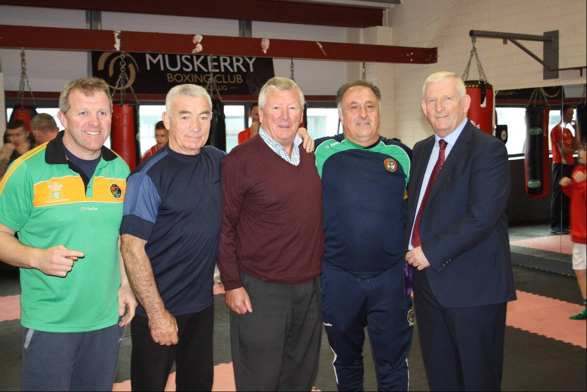 National coach visits Muskerry boxing club. Left to right: Tommy Murray (Muskerry B.C.), Tom Kelleher (Glen B.C.), Dan o Connell ( former Munster president), Zaur Antia (Irish National Boxing Coach),Michael O'Brien ( President Cork County Board National coach visits Muskerry boxing club. Left to right: Tommy Murray (Muskerry B.C.), Tom Kelleher (Glen B.C.), Dan o Connell ( former Munster president), Zaur Antia (Irish National Boxing Coach),Michael O'Brien ( President Cork County Board