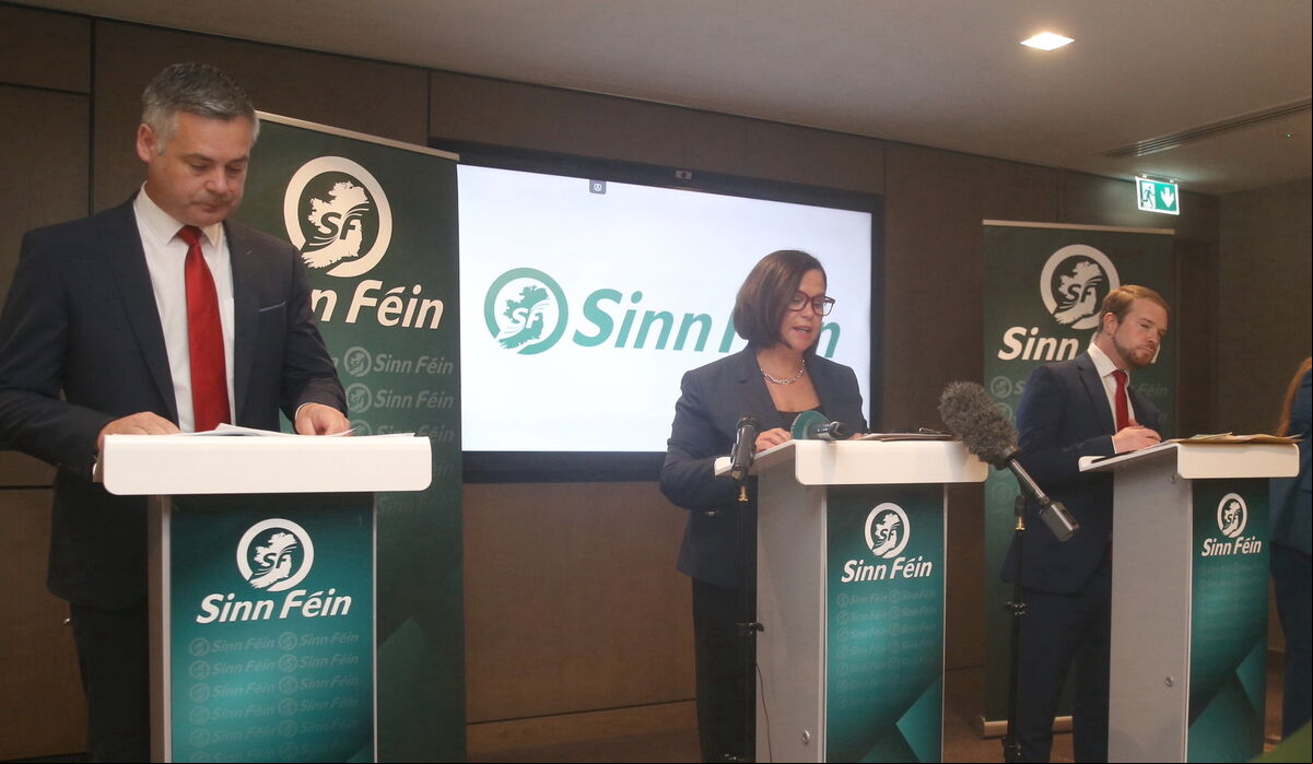 Pearse Doherty, Mary Lou McDonald and Donnchadh Ó Laoghaire-spokesperson on Social Protection at the Sinn Féin launch of the policy document outlining the party’s plan for International Protection: ‘A Fair System That Works’. Pearse Doherty, Mary Lou McDonald and Donnchadh Ó Laoghaire-spokesperson on Social Protection at the Sinn Féin launch of the policy document outlining the party’s plan for International Protection: ‘A Fair System That Works’.