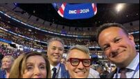 Leo Varadkar pictured with Nancy Pelosi at Democratic convention