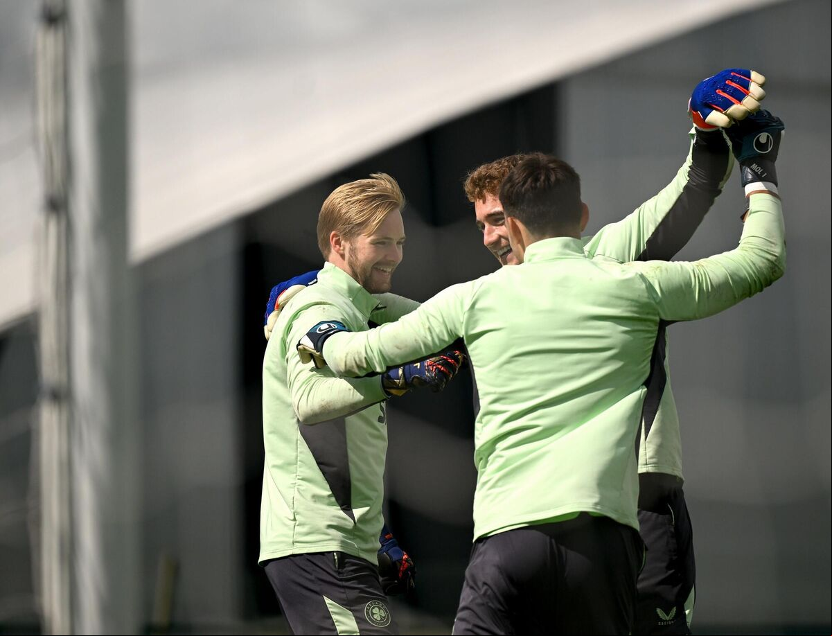 Ireland goalkeepers, from left, Caoimhin Kelleher, Mark Travers and Max O'Leary during training session at the FAI National Training Centre in Abbotstown, Dublin. Picture Stephen McCarthy/Sportsfile Ireland goalkeepers, from left, Caoimhin Kelleher, Mark Travers and Max O'Leary during training session at the FAI National Training Centre in Abbotstown, Dublin. Picture Stephen McCarthy/Sportsfile