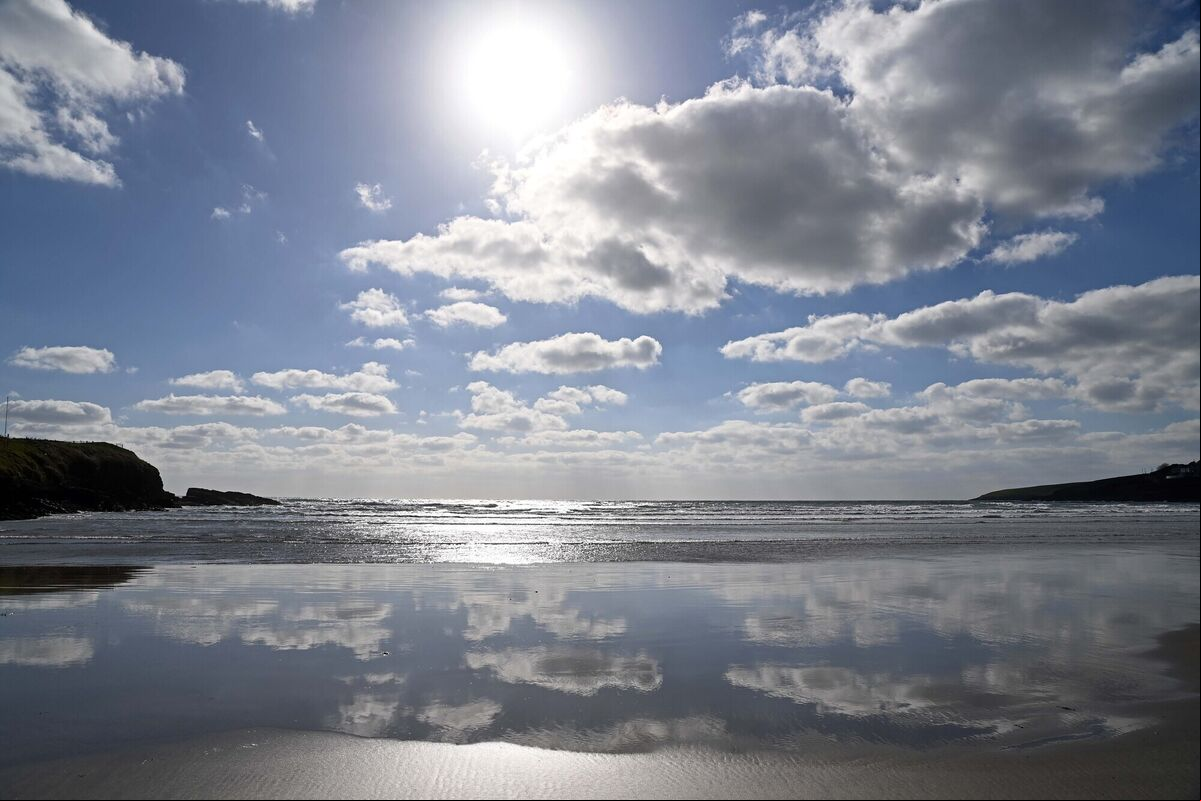 The sky at midday reflected on the beach at Inchydoney, Co. Cork. Picture Denis Minihane. The sky at midday reflected on the beach at Inchydoney, Co. Cork. Picture Denis Minihane.