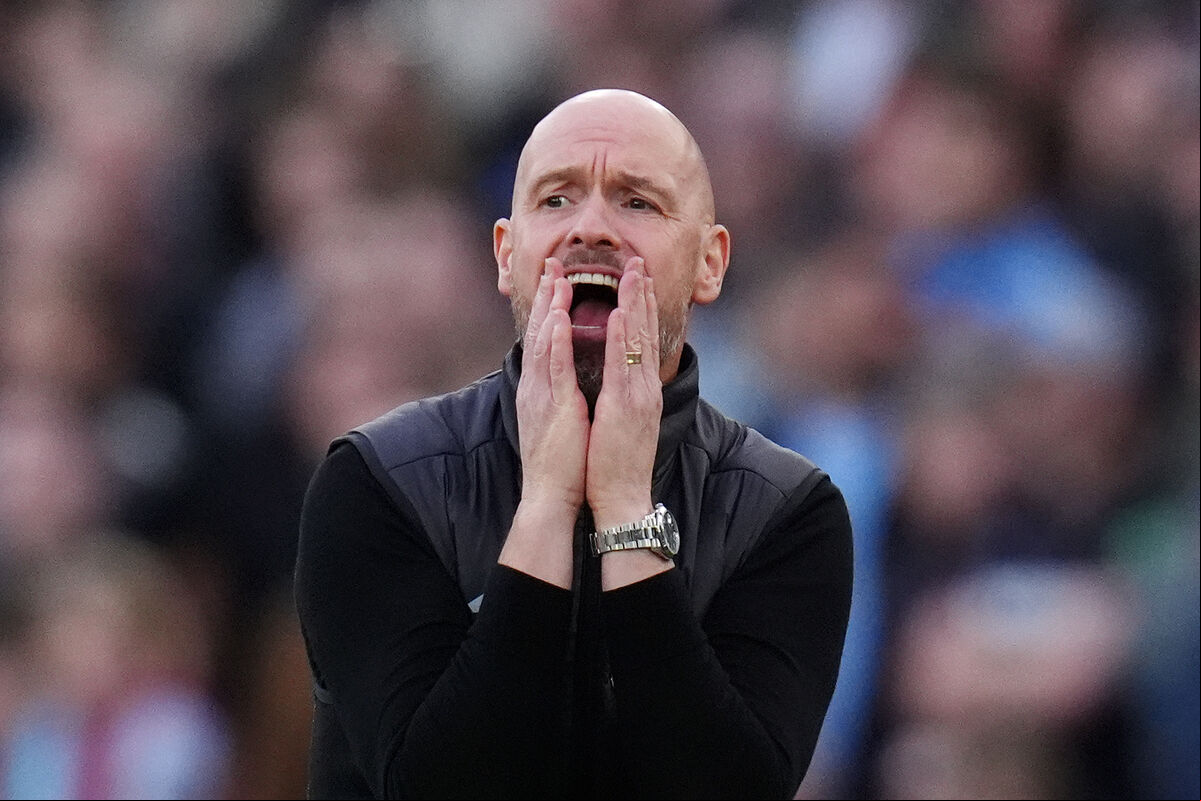 Manchester United manager Erik ten Hag reacts during the Premier League match at the London Stadium. Manchester United manager Erik ten Hag reacts during the Premier League match at the London Stadium.