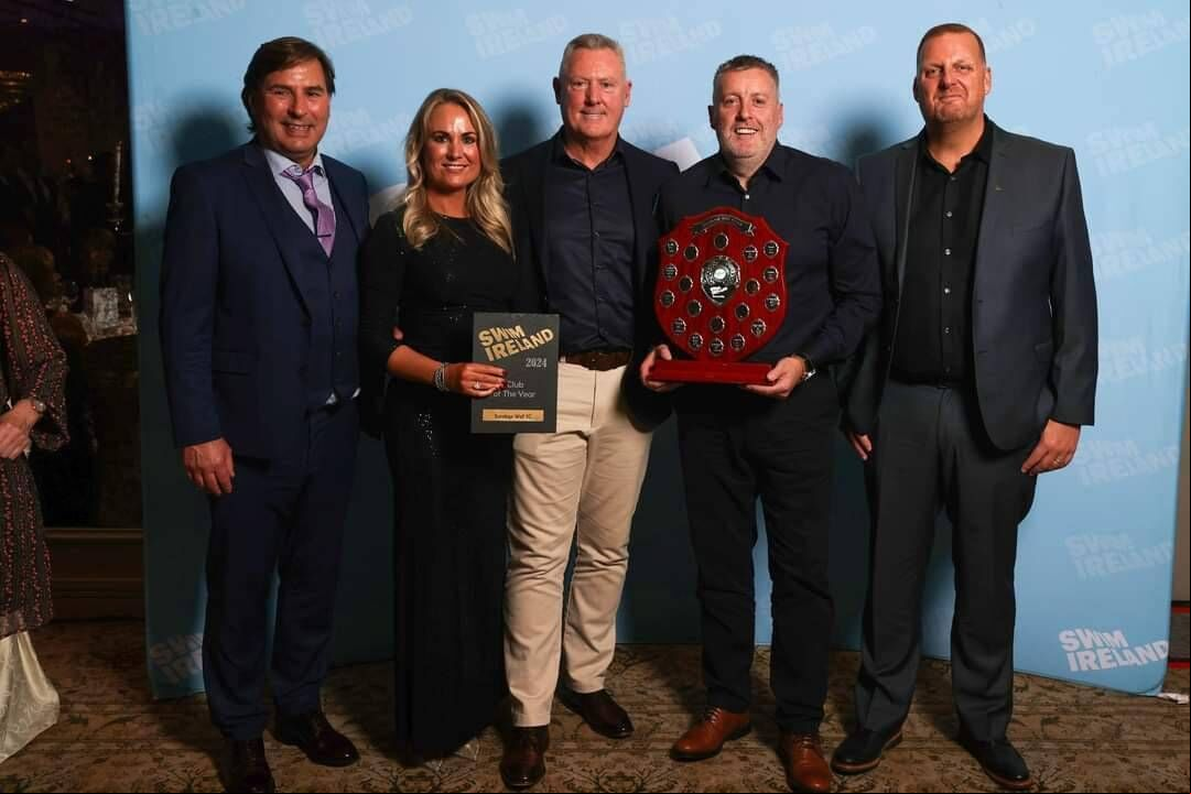 SWSC Vice Chair, Triona Carroll, Head Coach, Richard Cassidy and Cllub Chairman, Derek Kidney with the Swim Ireland Club of the Year Awards. Pictured with Head Coach NCL, John Szaranek and Swim Ireland National Performance Director, Jon Rudd at the Swim Ireland Awards 2024, Donboyne Castle Hotel, Co Meath Mandatory Credit ©INPHO/Bryan Keane SWSC Vice Chair, Triona Carroll, Head Coach, Richard Cassidy and Cllub Chairman, Derek Kidney with the Swim Ireland Club of the Year Awards. Pictured with Head Coach NCL, John Szaranek and Swim Ireland National Performance Director, Jon Rudd at the Swim Ireland Awards 2024, Donboyne Castle Hotel, Co Meath Mandatory Credit ©INPHO/Bryan Keane