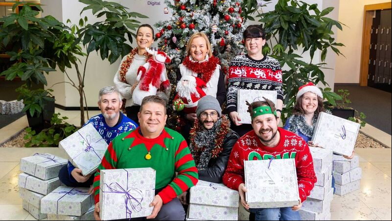 Staff at Telus in Cork take part in Christmas parcel appeal to elderly people Staff at Telus in Cork take part in Christmas parcel appeal to elderly people