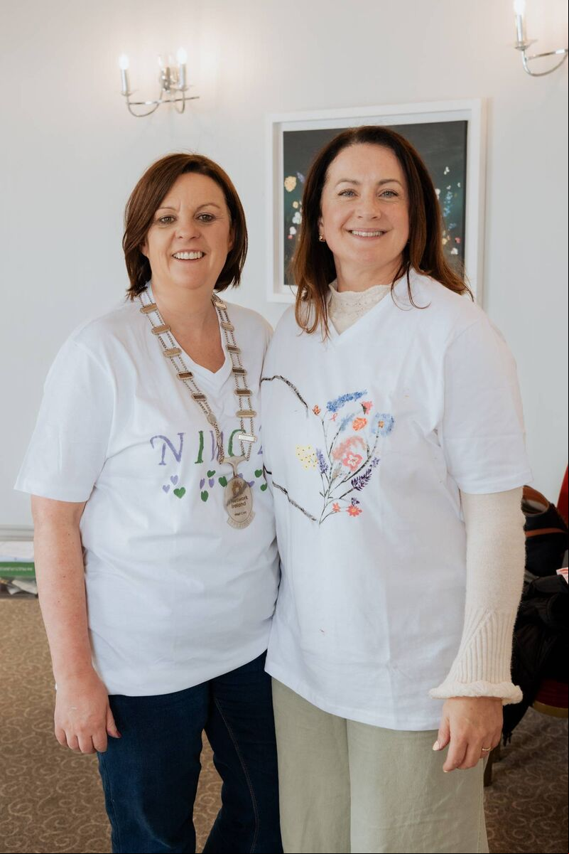 Sandra Maybury, past president of Network Ireland West Cork and Aislinn Horgan of By Aislinn Micropigmentation Studio at the Network Ireland West Cork t-shirt painting event for Breast Cancer Awareness Month. Sandra Maybury, past president of Network Ireland West Cork and Aislinn Horgan of By Aislinn Micropigmentation Studio at the Network Ireland West Cork t-shirt painting event for Breast Cancer Awareness Month.