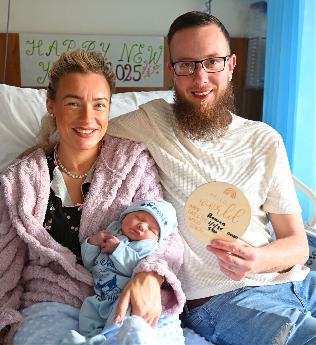 Baby Rowan, born at 12:20am, weighing 3.51kg on 1st January 2025 New Years Day to parents Shannon Gibson and David O'Callaghan from Cork City, born at Cork University Maternity Hospital. Pic Larry Cummins Baby Rowan, born at 12:20am, weighing 3.51kg on 1st January 2025 New Years Day to parents Shannon Gibson and David O'Callaghan from Cork City, born at Cork University Maternity Hospital. Pic Larry Cummins