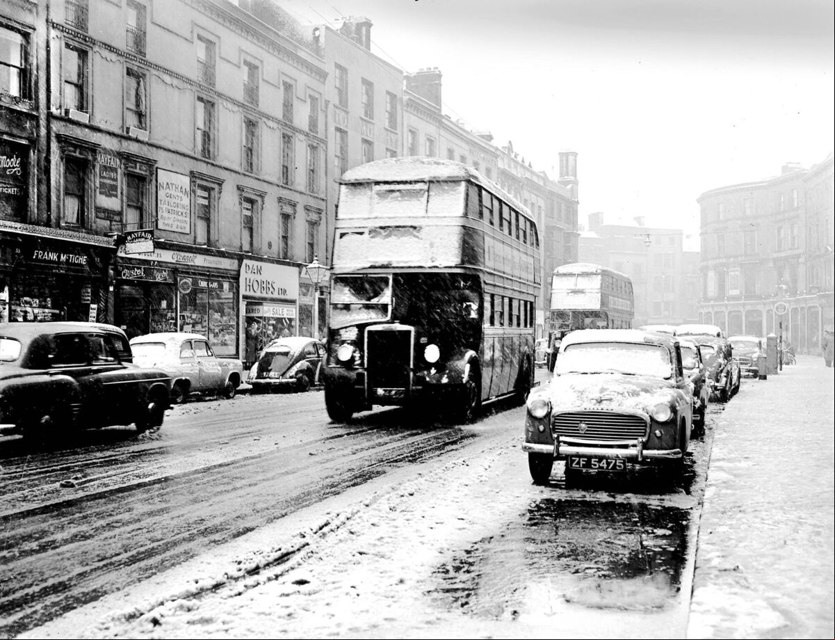 New Year's Day snow on Patrick's Street in 1956. New Year's Day snow on Patrick's Street in 1956.