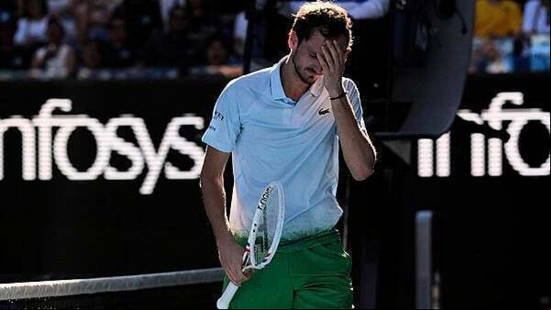 Daniil Medvedev smashes net camera in anger during five-set Australian Open win Daniil Medvedev smashes net camera in anger during five-set Australian Open win