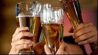 Friends making a toast at the bar