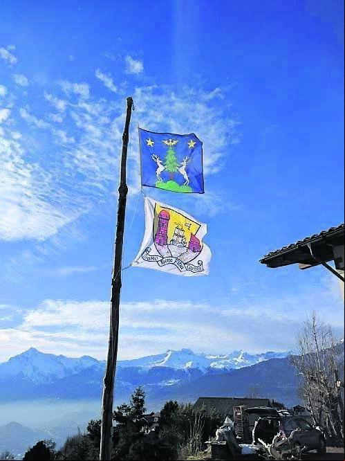 A Cork flag flying over Therese Byrne’s home, alongside a flag for Naz, the region where she lives A Cork flag flying over Therese Byrne’s home, alongside a flag for Naz, the region where she lives
