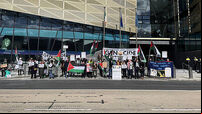 Pro-Palestine protest outside the Central Bank in Dublin