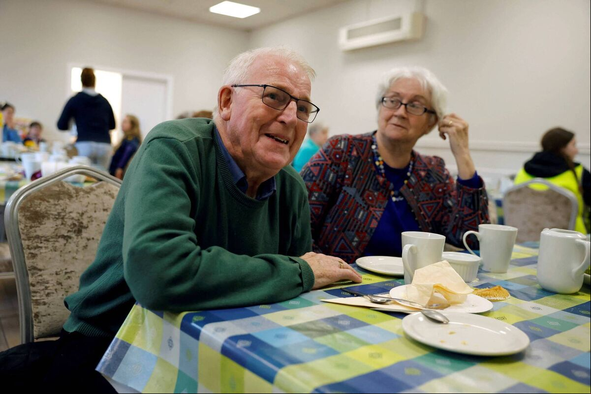 Retired butcher Anthony Barry, 73, speaks to Reuters as he enjoys a coffee morning with his wife Josephine in the local community, where the tariff threat to the economy dominated conversation. Picture: Reuters/Clodagh Kilcoyne. Retired butcher Anthony Barry, 73, speaks to Reuters as he enjoys a coffee morning with his wife Josephine in the local community, where the tariff threat to the economy dominated conversation. Picture: Reuters/Clodagh Kilcoyne.