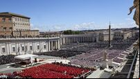A view of St Peter's Square  during the funeral of Pope