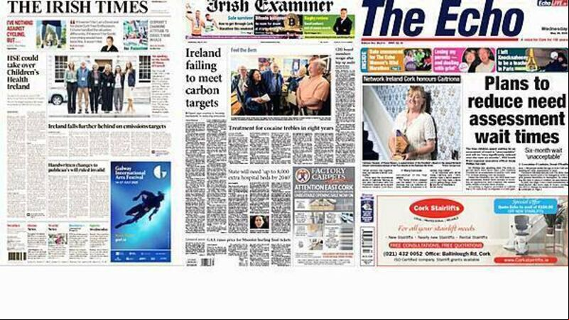 What the papers say: Wednesday's front pages What the papers say: Wednesday's front pages