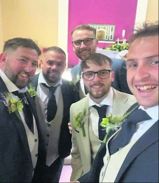 Groom Adam Hurley with his groomsmen - his four brothers Scott, Jason, Craig, and Shane Groom Adam Hurley with his groomsmen - his four brothers Scott, Jason, Craig, and Shane