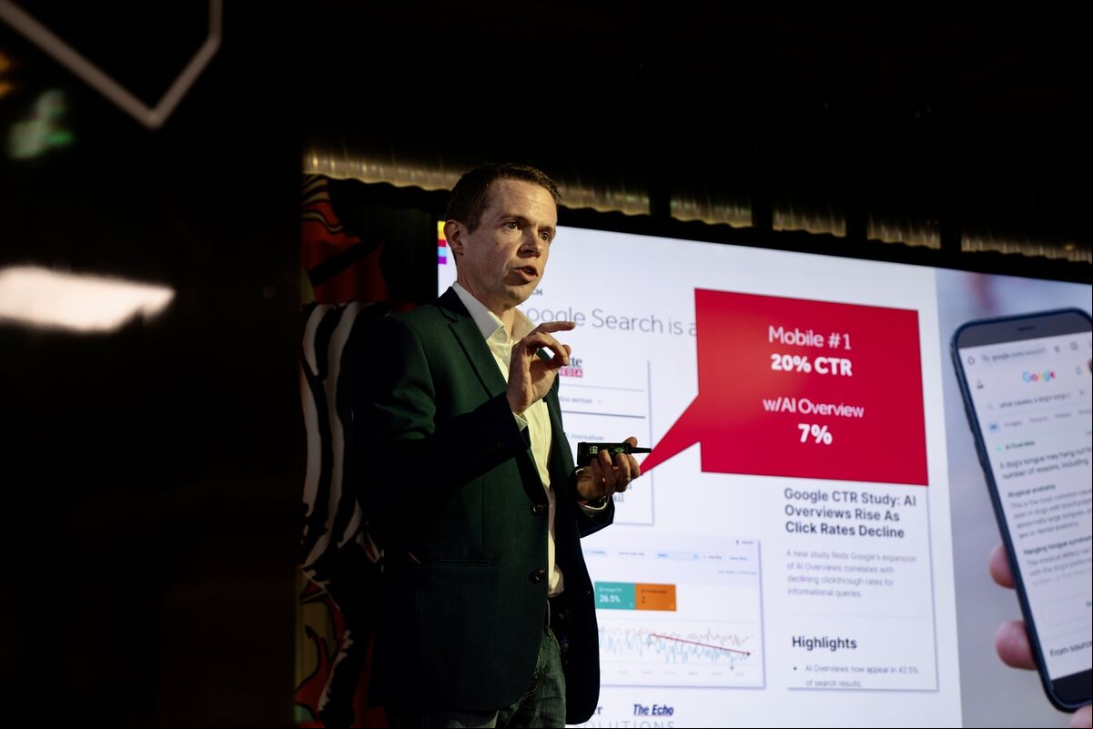 David Murphy, Head of Group Digital, speaking during the Irish Times Group client lunch and learn event at Republic of Work, Cork. Picture Chani Anderson