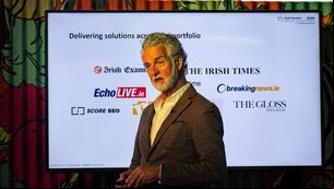 <p>Gavin McAuliffe, Head of Group Content Studio, addresses attendees at the Irish Times Group client lunch and learn event at Republic of Work, Cork. Picture Chani Anderson</p>